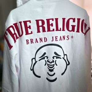 True Religion Optic White Buddha Zip Hoodie